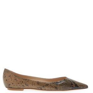 New Stuart Weitzman Emelia Pointed Toe Flat - Truffle Snakeskin